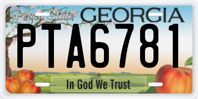 GA license plate PTA6781