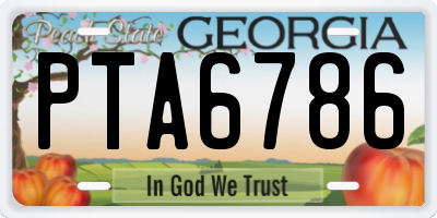 GA license plate PTA6786