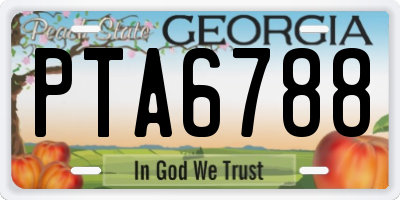 GA license plate PTA6788