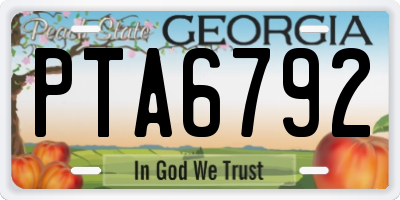 GA license plate PTA6792