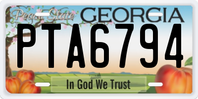 GA license plate PTA6794