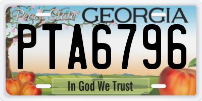 GA license plate PTA6796