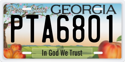 GA license plate PTA6801