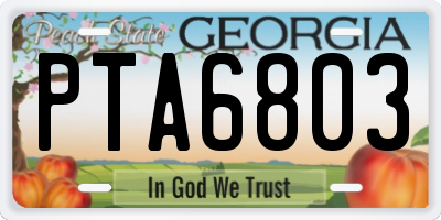 GA license plate PTA6803