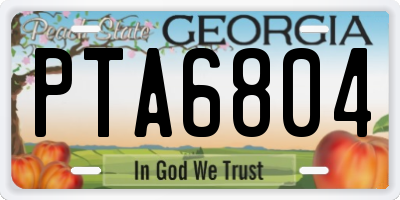GA license plate PTA6804