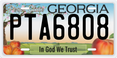GA license plate PTA6808