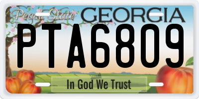 GA license plate PTA6809