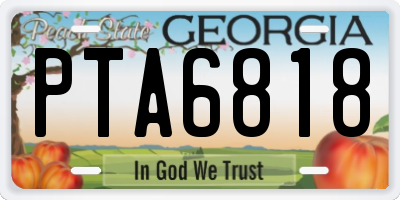 GA license plate PTA6818