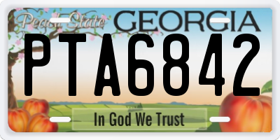 GA license plate PTA6842