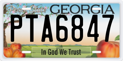GA license plate PTA6847
