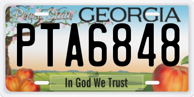GA license plate PTA6848