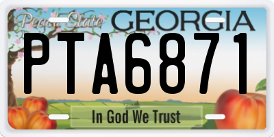 GA license plate PTA6871