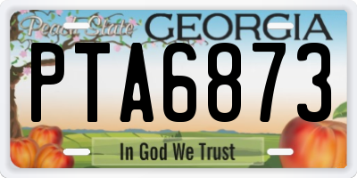 GA license plate PTA6873