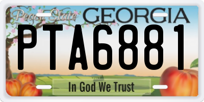 GA license plate PTA6881