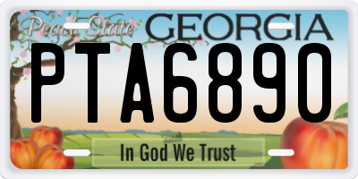 GA license plate PTA6890