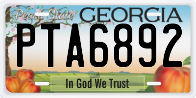 GA license plate PTA6892