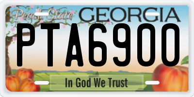 GA license plate PTA6900