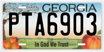 GA license plate PTA6903