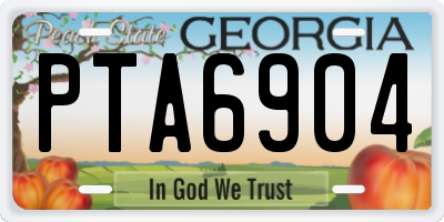 GA license plate PTA6904