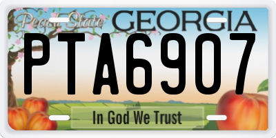 GA license plate PTA6907