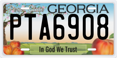 GA license plate PTA6908