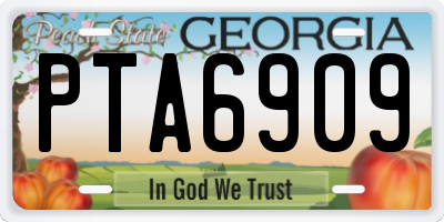 GA license plate PTA6909