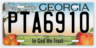 GA license plate PTA6910