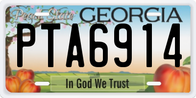GA license plate PTA6914