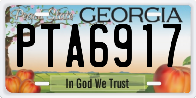 GA license plate PTA6917