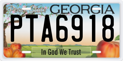 GA license plate PTA6918
