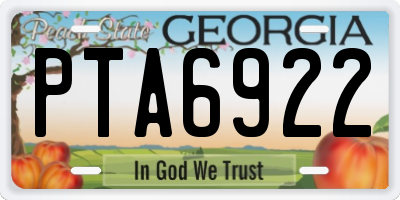 GA license plate PTA6922
