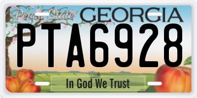 GA license plate PTA6928