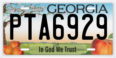 GA license plate PTA6929