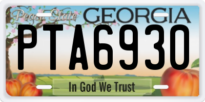 GA license plate PTA6930