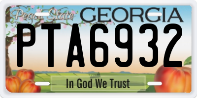 GA license plate PTA6932
