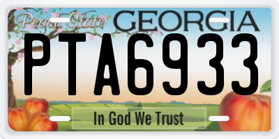 GA license plate PTA6933