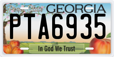 GA license plate PTA6935