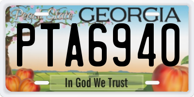 GA license plate PTA6940