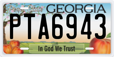 GA license plate PTA6943