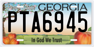 GA license plate PTA6945