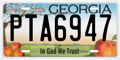 GA license plate PTA6947