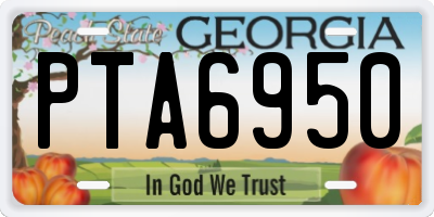 GA license plate PTA6950