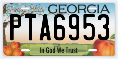 GA license plate PTA6953