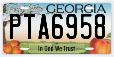 GA license plate PTA6958