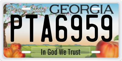 GA license plate PTA6959