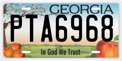 GA license plate PTA6968