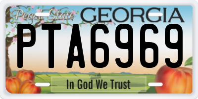 GA license plate PTA6969