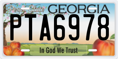GA license plate PTA6978