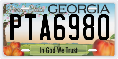 GA license plate PTA6980