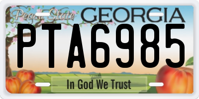GA license plate PTA6985